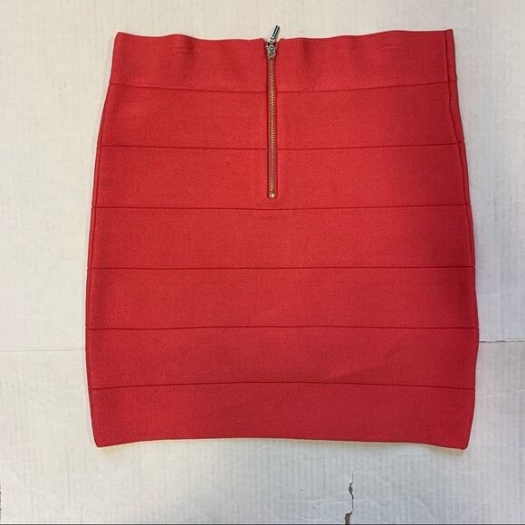 BEBE coral pink bandage mini skirt size medium - Picture 2 of 5